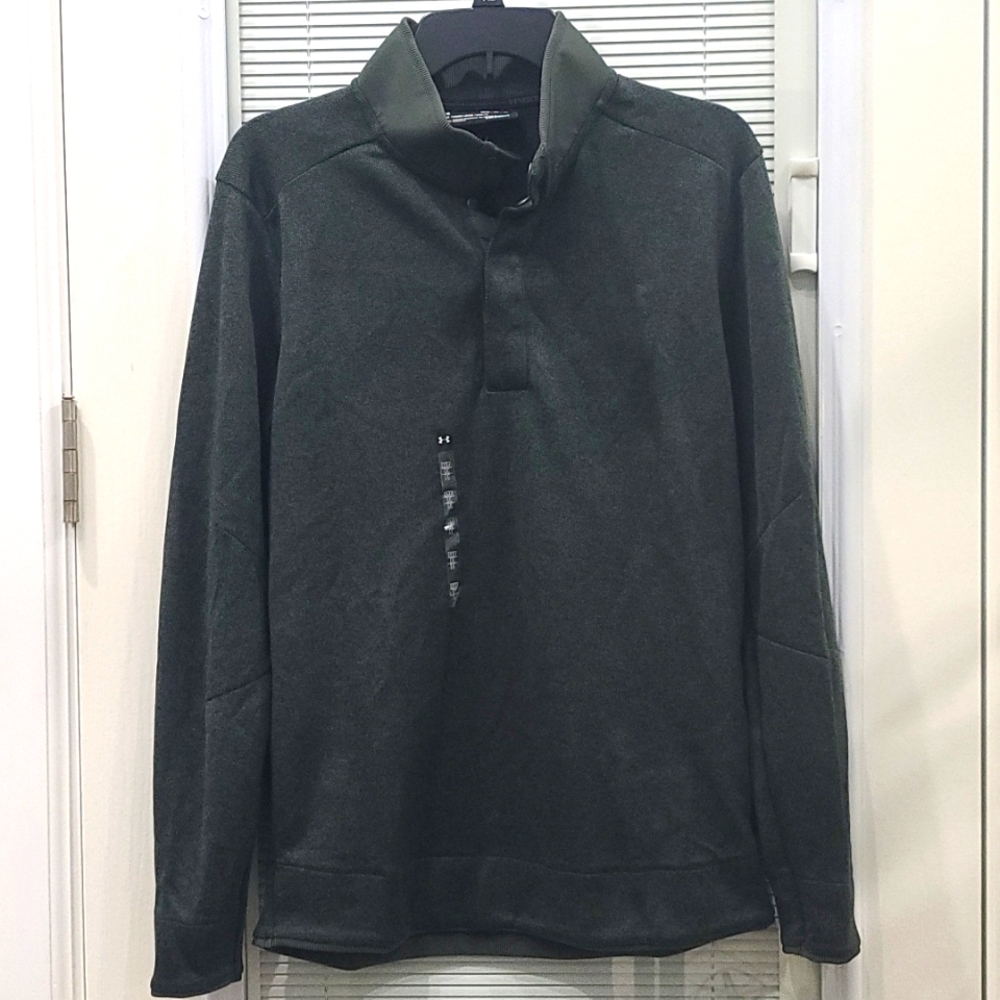 Men's Under Armour Storm golf sweater fleece heather snap mock. Size M.